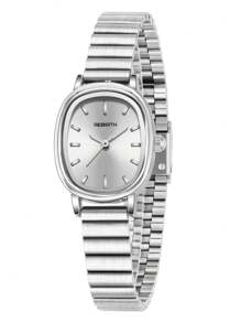 1 件 Rebirth Brand 女士经典简约椭圆形表盘优雅别致石英机芯腕表 - 銀色 - 查看 6