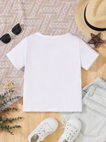 Lato Młoda dziewczyna Wielkanoc Swobodny Słodkie ubrania Króliczek Nadruk Okrągły Dekolt T-shirt Bluza - Biały - Zobacz 5