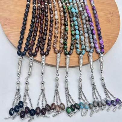 Nuevo collar de cuentas de oración con cuentas de vidrio con flor grande de 8 mm x 11 mm, para oración diaria, regalo