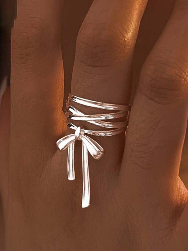 1 pieza Anillo de mariposa ajustable de plata 925, joyería para mujeres, diseño multicapa adecuado para uso diario y fiestas, regalo para la novia