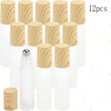 Set de 6 piezas/12 piezas Botellas de vidrio rellenables de 10 ml con bolas roladoras de acero inoxidable para aceites esenciales, muestras de perfume