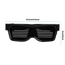 LED Glasses, Wireless APP Connected LED Display Smart Glasses, Controllable APP Control DIY Images & Text Messages For Halloween, Christmas, Bar, Party Club,(White Light) - 黑色 - 查看 2