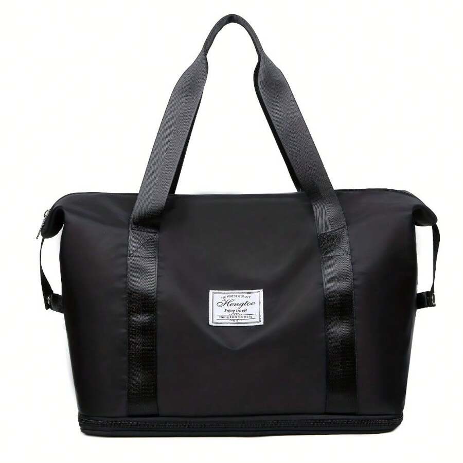 Women's Large Capacity High-Quality Travel Handbag - Featuring A Shoe Compartment, Expandable Laptop Pocket, And Cabin-Friendly Overnight Storage, Airport-Friendly (7.93 Gallon External Dimensions) - Ideal For Sports, Yoga, Weekend Trips, Business Travel, And Organizing Sports Gear. A Large-Capacity, Multi-Functional Bag Made Of Premium Fabric, A Must-Have For Fitness Enthusiasts. - 黑色 - 查看 1