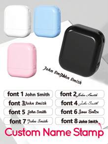 1 pieza Sellos personalizables con firma, sellos de caligrafía, sellos de nombre en cursiva, sellos de nombre, sellos de caligrafía, sellos de etiquetas de texto, sellos de firma comercial, impermeables, estilo simple - Multicolor - Ver 2