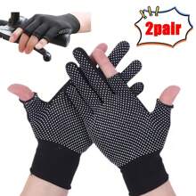 2 pares de guantes finos de primavera para ciclismo al aire libre, protección solar para hombres y mujeres, anti-ultravioleta, conducción, pantalla táctil, media-dedo, para pesca y trabajo