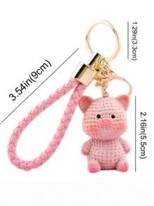 1 件卡通可爱猪精致小动物钥匙扣树脂娃娃包吊坠汽车钥匙扣女饰品汽车饰品包饰学校动物哥特 Y2k - 粉紅色 - 查看 6