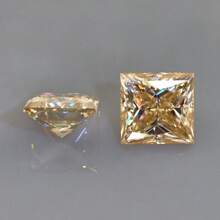 Piedra de moissanita suelta con corte princesa de color champagne D y VVS1, con certificado GRA, 100% moissanita - Dorado champagne - Ver 2