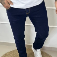 Calça Jeans Masculino Slim Com Elastano Confortavel Basica Trabalho Casual Direto da Fabrica