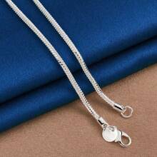 朋克风 1 件装 925 镀银 3 毫米蛇骨链项链 时尚男女婚礼派对礼物珠宝配饰 - 銀色 - 查看 4