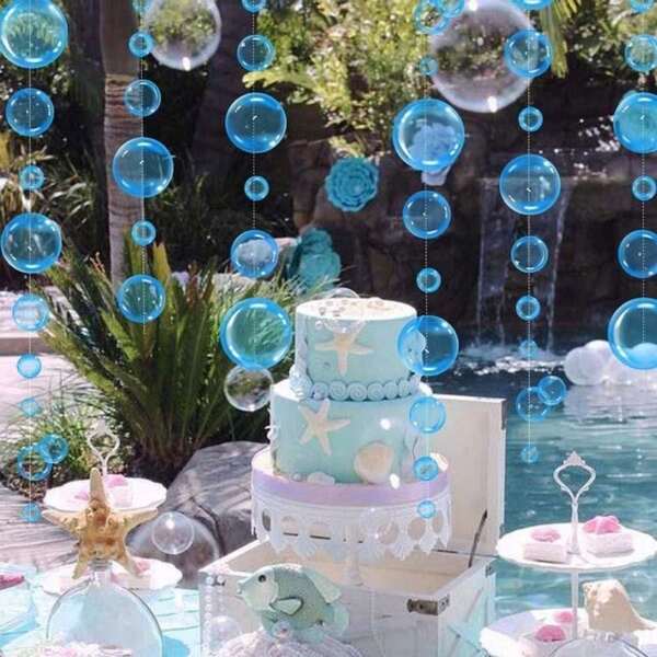 1pc Under The Sea Party Decorations Colorful Bubble Garlands Ocean Themed Party Circle Hanging Banner Mermaid Birthday Party Favor
