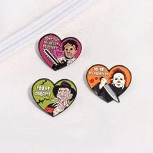 1pc English European And American Film And Television Peripheral Horror Style Love Brooch Metal Badge Pin For Clothes Bag Charm School