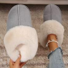 Cozy Women's Slip-On Moccasins With Non-Slip Platform - Ideal For Winter Home Comfort In Soft Plush Fleece Warm House Slippers Women Shoes - 灰色 - 查看 3