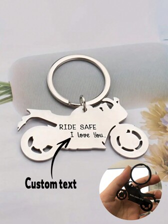 1PC Stainless Steel Motorcycle Keychain Lettering, Motorcycle Driver Dad Or Husband Boyfriend Riding Reminder Gift