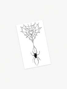 Cyan sea 1pc Waterproof Anti-Sweat Non-Reflective Gothic-Style Artistic Dark Spider Web Temporary Tattoo, Suitable For Fashion Leader For Daily Use, Realistic Fake Tattoos Party Favors & Gifts