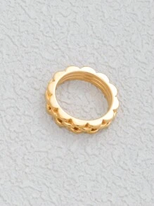 1pc Fashionable Stainless Steel Flower Shaped Multi-Layer Dual Color Ring