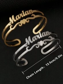 Fashionable Minimalist Luxurious High-End Simple Stylish Versatile Elegant Sexy Gold Crown, Heart-Shaped Customized Name Cut Bracelet, Suitable As Gift For Friends, Lovers, Family, Birthday, Anniversary, Festivals, Traveling Accessories