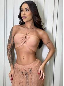 Women Two-Piece Outfits - Beige - View 4