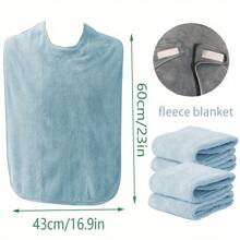 5pcs/Pack Grey & Blue Double-Sided Fleece Adult Bibs, Warm Reusable Bibs For Elderly, Disabled People, Meal Time Crumb Catcher, Clothing Protector, Suitable For Adults With Special Needs