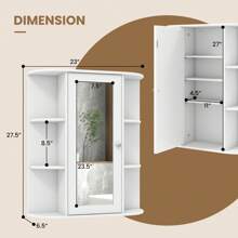 Homasis Bathroom Wall Medicine Cabinet Wall Mounted Storage Organizer W/ Mirror Door - trắng - Xem 2