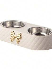 Nouveau bol à aliments en acier inoxydable antidérapant et détachable pour amateurs de chats/chiens et mamans d'animaux de compagnie, avec décoration papillon. Forme de diamant, cadeau pour amateurs de chats/chiens et mamans d'animaux de compagnie