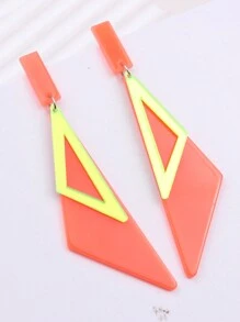 1 Cặp bông tai tam giác hình học hai lớp màu neon thời trang dành cho nữ - tam giác đôi huỳnh quang - Xem 10