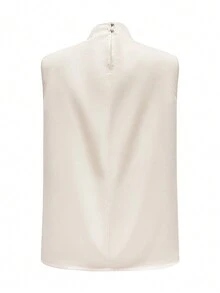 女士优雅纯色无袖休闲衬衫