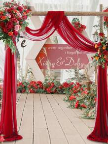 1pc 75*300/600cm Red Sheer Arch Drape, Chiffon Ceiling Drape, Backdrop Curtain, Wedding Arch Entrance Drape Fabric, Birthday/Baby Shower/Wedding Party Decor, Bridal Shower/Wedding Ceremony/Reception/Home Room Backdrop/Curtain, Multipurpose Wedding Arch/Staircase/Chair Back Decor Sheer, Valentine's Day/Wedding Favor - Red - View 5