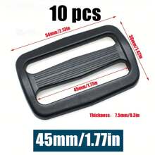 10 Pcs/Pack 15-50mm Webbing Plastic Curve Slider Tri-Glide Adjust Tri-Ring Buckles Backpack Straps Black