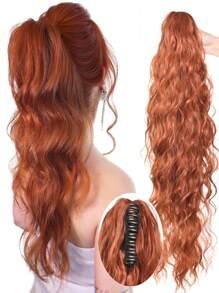 Claw Ponytail Extensions Hair Black Color 28 Inch Long Water Wave Hair Heat Resistant Fiber Synthetic Hairpiece For Women Girls Party Daily Use