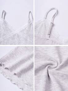 Y2K Streetwear Brandy Lace Trim Fitted Sexy Camisole' - Light Grey - View 11