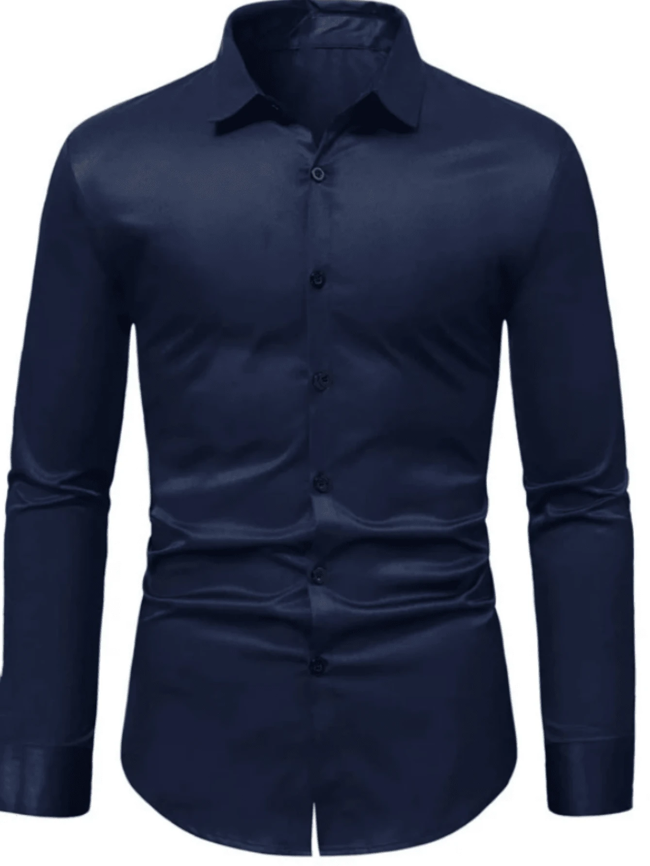 MEN'S TOP Plain Men's Shirt With Elastane Slim Fit Long Sleeve Without Pocket Made In China - Dusty Blue - View 1