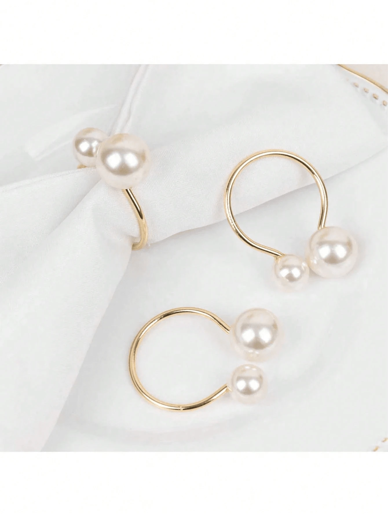 3/6pcs Pearl Metal Napkin Rings, Faux Pearl, Lightweight & Portable, For Home Gatherings, Wedding Receptions, Party Dining Table Decor