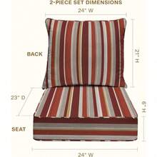 Outdoor Deep Seat, 24" W X 23" D, Stripe Brick Outdoor Chair Cushion - Stripe Brick - View 3
