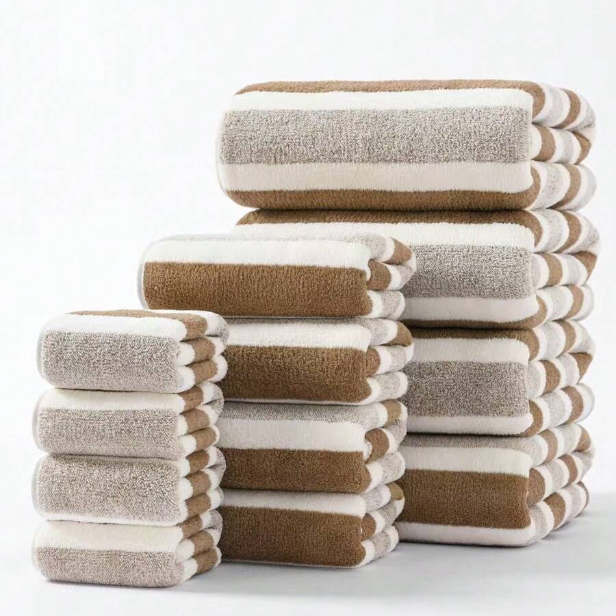 12件套 - 12条厚毛巾、4条浴巾、4条手巾和4条面巾。超柔软、高吸水性、速干毛巾，是居家卫浴的理想之选，也是送给女士情人节生日礼物、男友女友家居浴室装饰、夏季返校季的理想之选。 - 彩色 - 查看 1