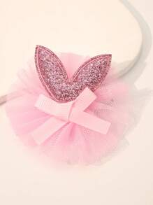 2 件装网状发夹，适合女孩青少年可爱闪光兔耳朵装饰发夹鳄鱼夹精致发饰 - 彩色 - 查看 2