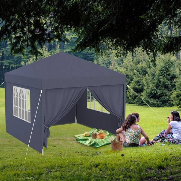 TRMLBE Gartenlauben Sonnenschutz Gartenpavillon mit Abnehmbarem Seitenwände Faltpavillon aus Stahlrahmen Polyethylen Bierzelt 9㎡ Partyzelt Tragbare Pavillons für Garten Strand
