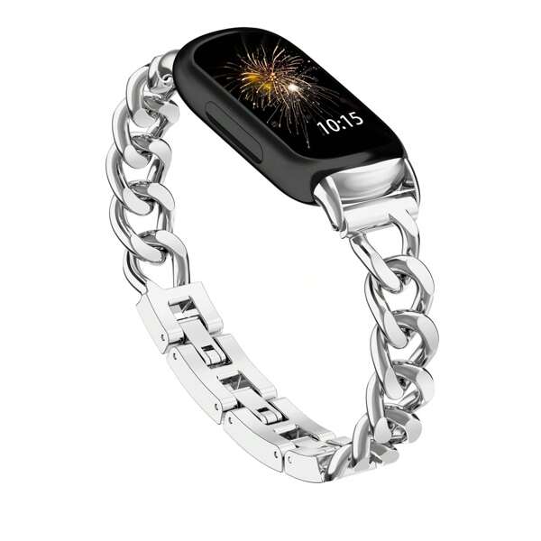 Metal Compatible With Fitbit Inspire 3 Metal Chain Band Adjustable Size For Wrist 5.1-8.0 Inches (155cm-240cm)