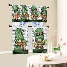 1 件/2 件绿色妖精与钱罐和三叶草印花装饰小窗帘卡通传统风格涤纶杆口袋印花窗帘帷幔套装 52 英寸 * 18 英寸，26 英寸 * 36 英寸圣帕特里克节主题四季厨房窗帘咖啡厅客厅办公室卧室家居装饰 - 彩色 - 查看 8