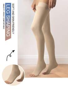 Women's 20-30 MmHG High Compression Knee High Socks Breathable & Soft Slimming Leg Open Toed Socks