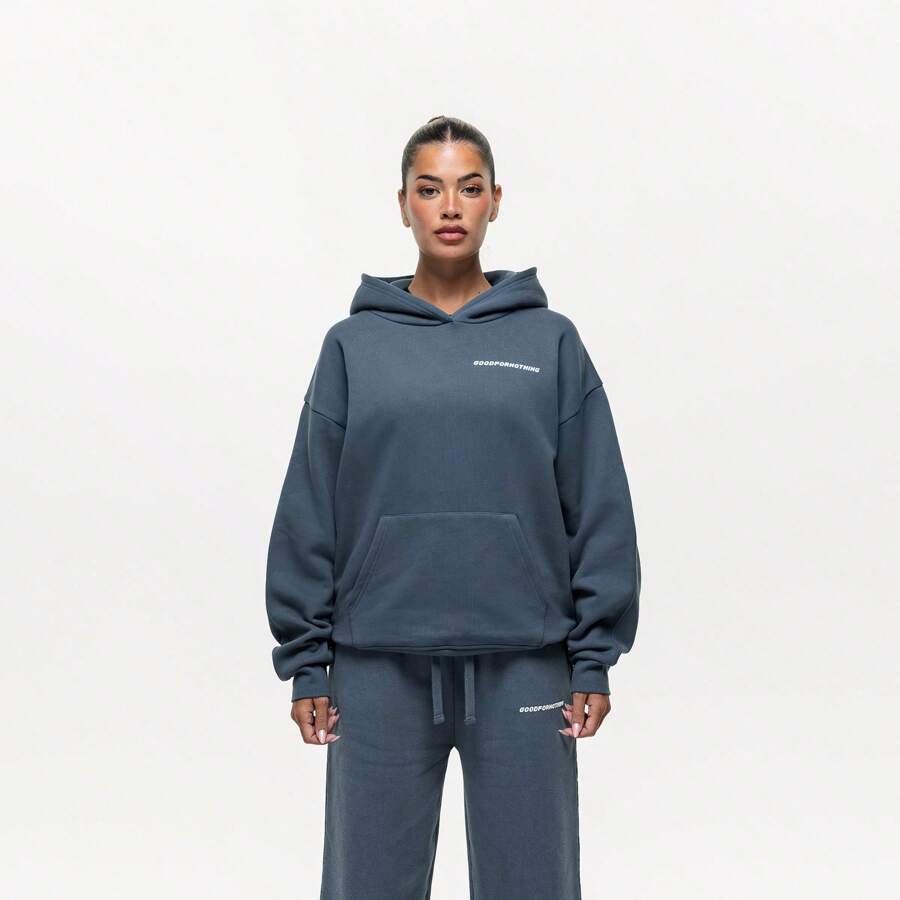 Good for Nothing Women's Sweatshirts Soft Versatile Warm Commuting Outing Training Blue LSS-650GFN1HOOBL - Dark Slate - View 1