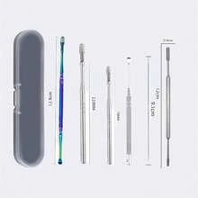 Stainless Steel Spiral Spring Ear Spoon Set, Double Head Ear Digging Spoon, Ear Canal Cleaning, Single Digging Spoon, Ear Picking Tool Kit - Multicolor - View 1