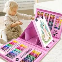 1 Set 42/208 Pcs Colored Pencils Set, Children Painting Brush Gift Box, Washable Crayons, Perfect Gift For Budding Artists, Painting Brush Drawing Supplies, Multi-Color For Various Scenes To Unleash Children's Painting Talent