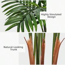Artificial Palm Tree 5FT - Fake Tree With White Tall Planter - Faux Tropical Areca Floor Plant In Pot - Artificial Silk Plant For Home Office Living Room Decor Indoor
