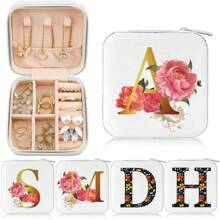Black 26 Letter Printed White Travel Jewelry Box Jewelry Travel Storage Bag Small Jewelry Box Bridesmaid Gift Box Mini Storage Box