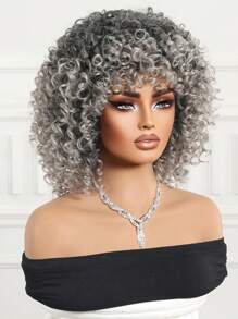 Fluffy Little Curly Wig Gradient Silver Gray 12 Inch Short Curly Wig Synthetic Heat Resistant Fiber Wig Ladies Wig Perfect For Holiday Travel Family Gatherings Everyday Wear Use