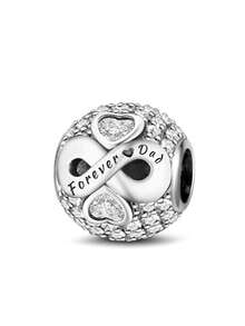 1pc Fashion Thorn Rose Infinity Symbol Bead, Mother-Daughter Heart Bead, Floral Vine Zirconia Bead, Father Zirconia Bead Pendant, Suitable For Women's Bracelets, Bangles, DIY Jewelry Making And Daily Wear Accessories, Suitable For Girls To Wear - Silver - View 16