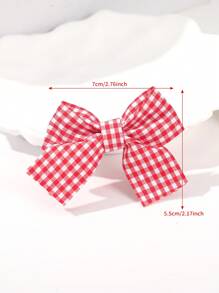 2 件时尚格子蝴蝶结发夹 - 彩色 - 查看 5