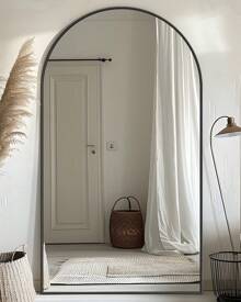 suidia Arched Full Length Mirror With Stand, Full Body Mirror, Stand Up Mirror, Standing Mirror Full Length, Aluminum Alloy Frame Floor Mirror, Shatterproof Glass, Free Standing, Wall-Mounted Or Leaning Design, Modern Home Decor For Bedroom, Living Room, Or Dressing Room, Available In Black And Gold Gifts Back To School Room Decor School Supplies - 黑色 - 查看 10