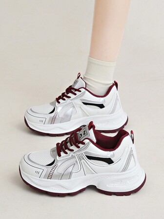 女士新款时尚休闲运动鞋，厚底增高透气厚底运动鞋，软底轻便舒适平底运动鞋，适合所有季节