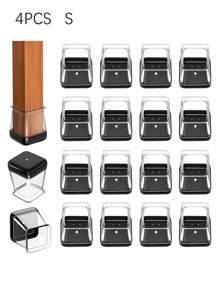 4个装加厚耐磨椅子脚垫桌椅脚套静音凳子餐椅脚垫硅胶地毯专用保护套客厅桌脚保护套卧室床脚保护套厨房家具保护套安装方便居家生活必需品